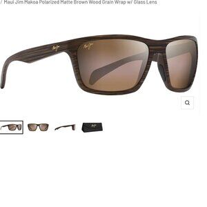 Maui Jim Makoa MJ 804-25W Polarized Sunglasses Matte Brown Wood Grain Glass Lens